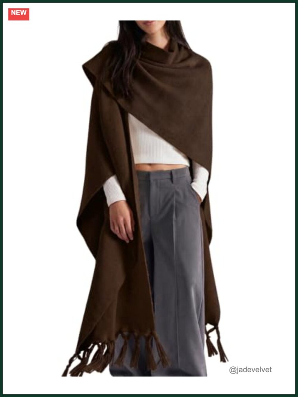 Open Front Shawl Wrap Poncho Cape - Soft Anti-Pilling Knit with Tassel Fringe -